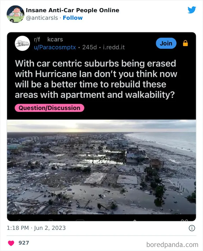 This Twitter Page Exists To Showcase The Wildest Examples Of Anti-Car People (30 Posts)
