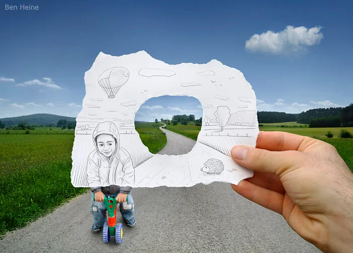 This Artist Merges His Pencil Illustrations With Photography, And The Effect Is Quite Unique (43 Pics)