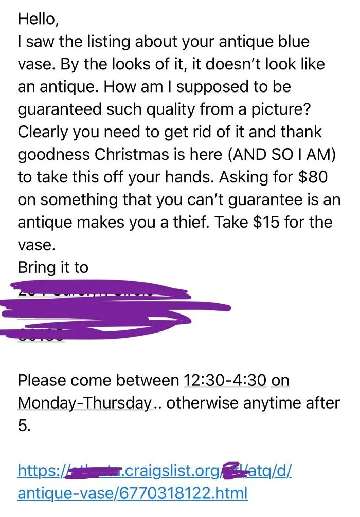 I Sold A Really Unique, Old Vase A Few Days Ago And Forgot To Take The Listing Down. Got This Lovely Email As A Reminder To Do So