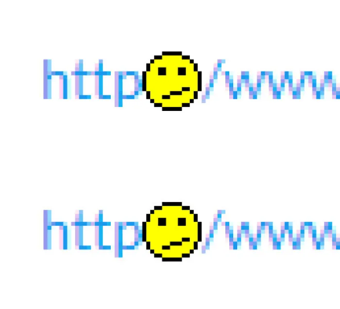 El ":/" de "Http://" ha sido substituido por un emoji