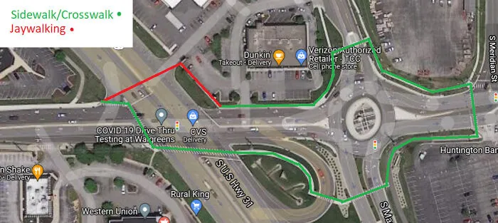 How Far A Pedestrian Has To Go To Cross A Street Using Crosswalks
