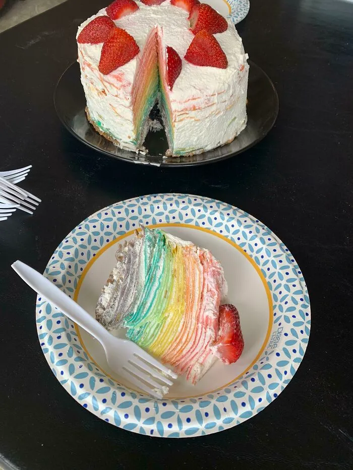 First Ever Attempt At A Rainbow Crepe Cake 🌈