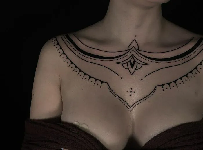 Tribal Collarbone Tattoo