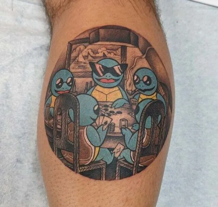 Squirtles Playing Poker Tattoo