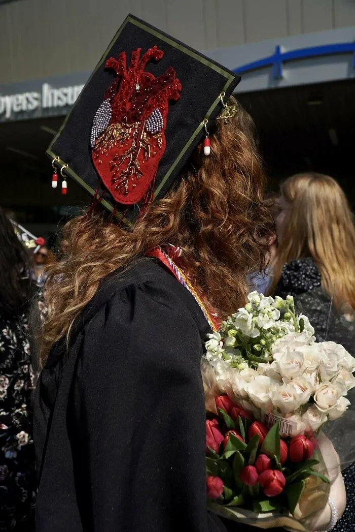 Graduation Cap From Nursing School. Took About 30 Hours, Hand Embroidered, Beadwork, And Felt