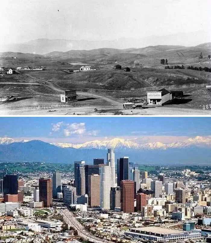 Downtown Los Angeles Photographed In 1901, And Again In 2001, Exactly 100 Years Later