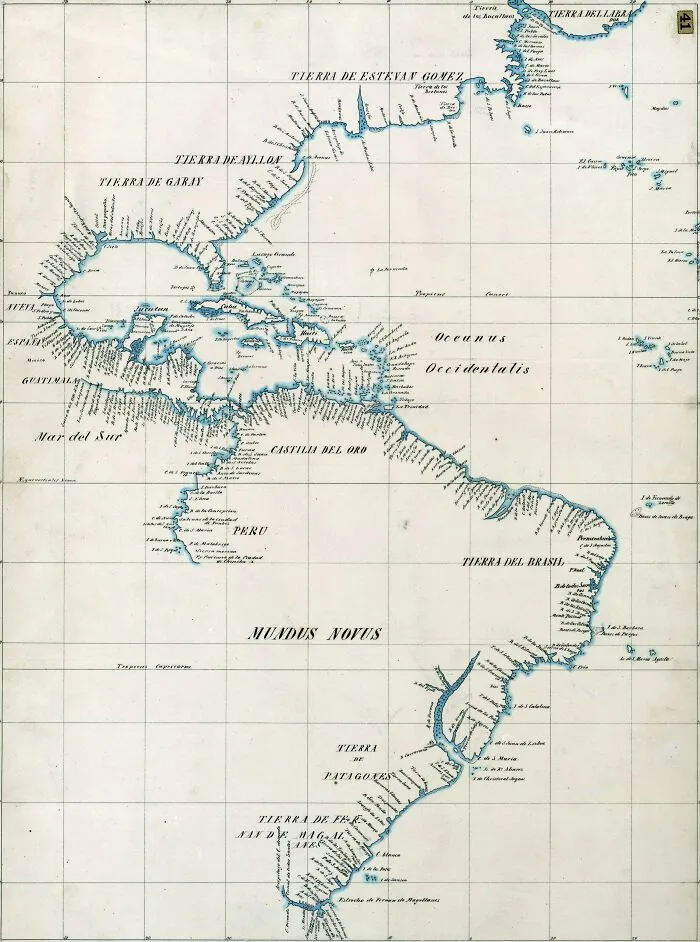 1529 Map Of The Americas By Diego Ribero [5701 X 7674]