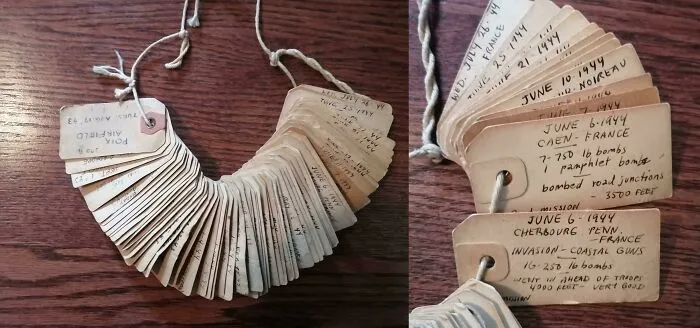 Bomb Tags From Every Mission My Grandfather's B-17 Did During Wwii (Included Are The Two D-Day Tags). Included On Each Tag Are Descriptors Of The Run Such As Weather, Location, Elevation, Payload, Etc