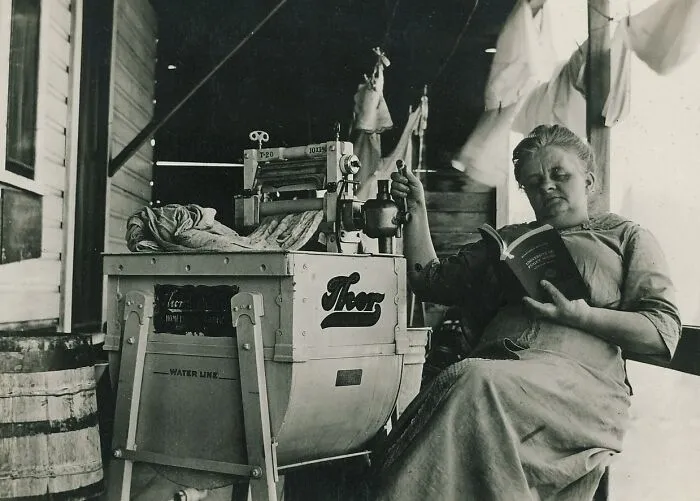 Housewife Doing Laundry Using The First Electric Washing Machine - Eatonville WA (C. 1910)
