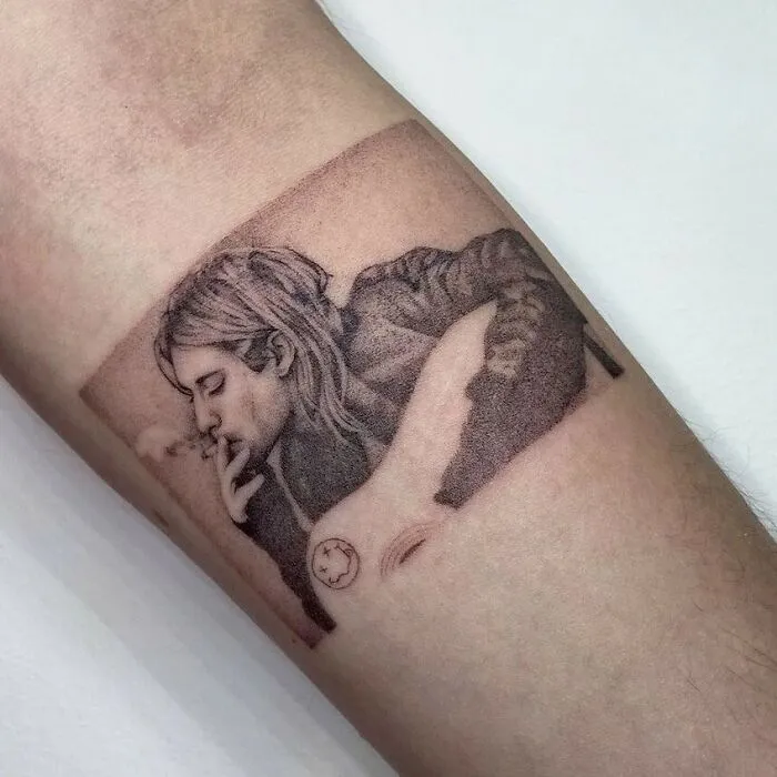 Realistic Kurt Cobain Tattoo