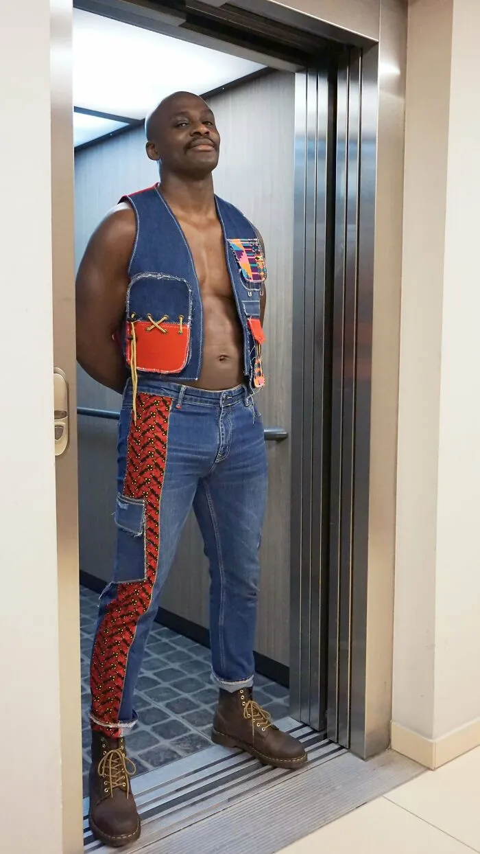 My Latest Project/I Made A New Outfit From Thrifted Jeans & Red Fabric