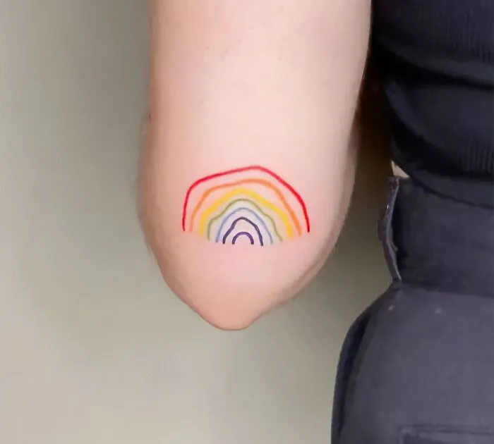 Hand-Drawn Rainbow Tattoo