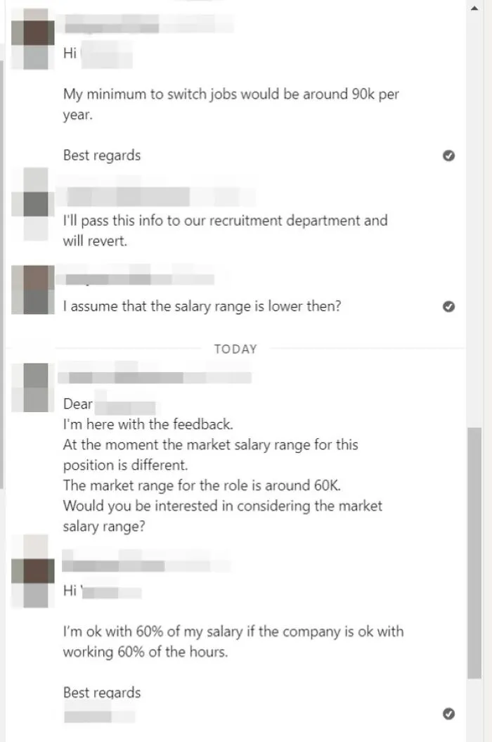 Imagine Asking If Someone's Ok With Earning 30% Less Than What They Currently Make