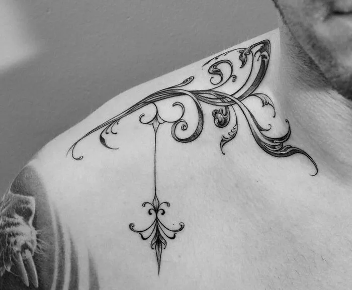 "Several Curves" Eccentric Shoulder Tattoo