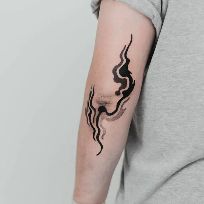Trippy Elbow Tattoo