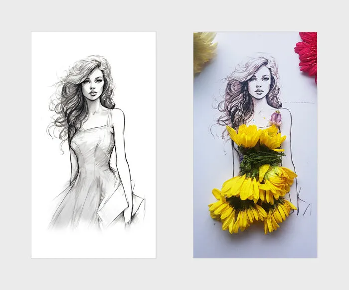 Basking In Golden Hues, A Dress Adorned With Sunflower Petals