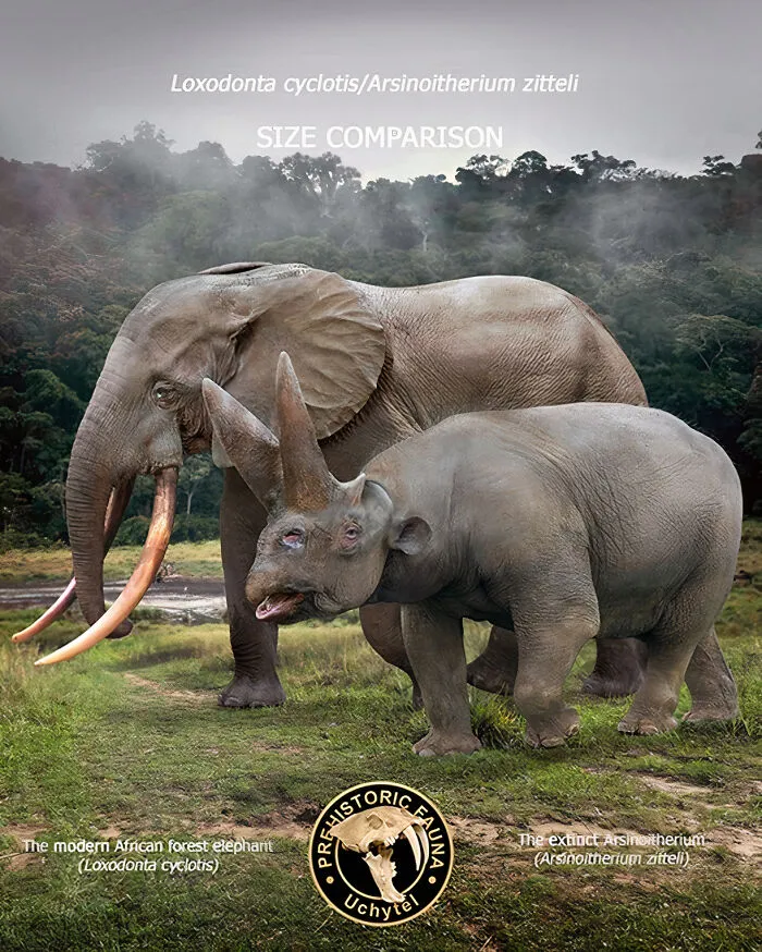 The Modern African Forest Elephant And The Extinct Arsinoitherium
