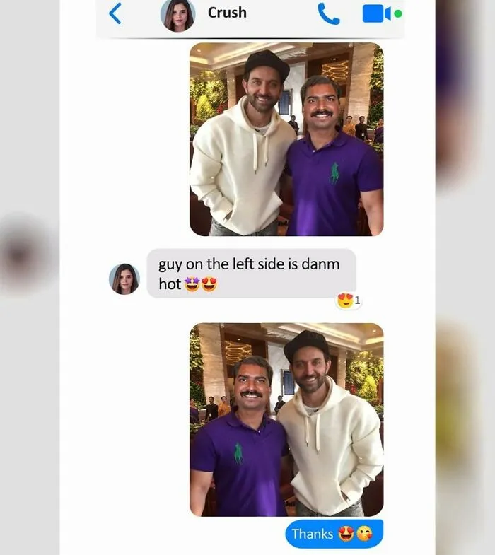 Xavier humorously replies to a compliment in a text exchange with a friend.