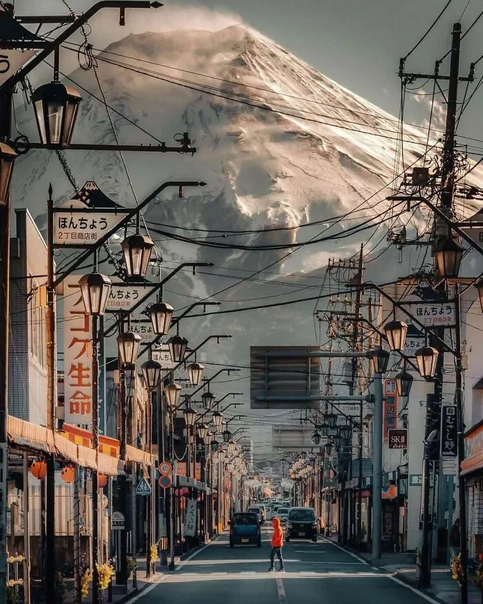 A View Of Mt. Fuji From The Streets Of Fujinomiya, Japan
