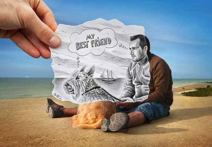 This Artist Merges His Pencil Illustrations With Photography, And The Effect Is Quite Unique (43 Pics)