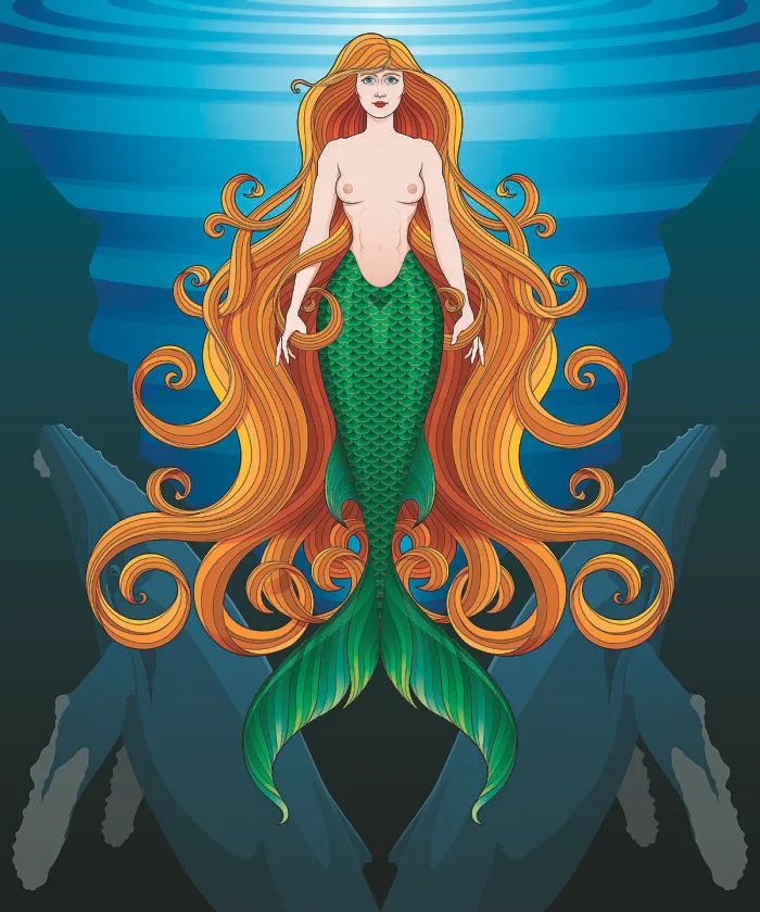 Mermaid With Humpback Whales