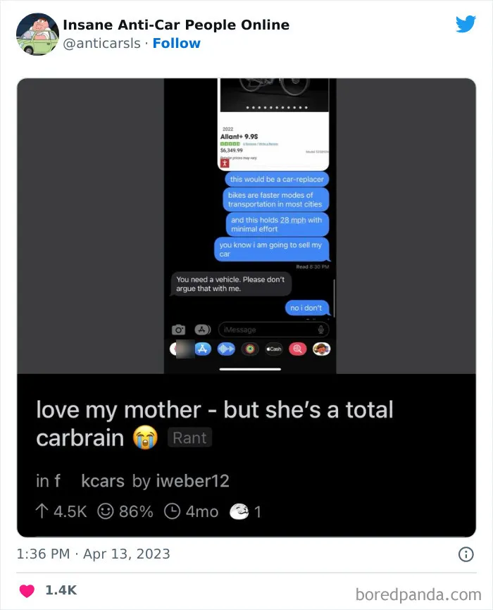 This Twitter Page Exists To Showcase The Wildest Examples Of Anti-Car People (30 Posts)