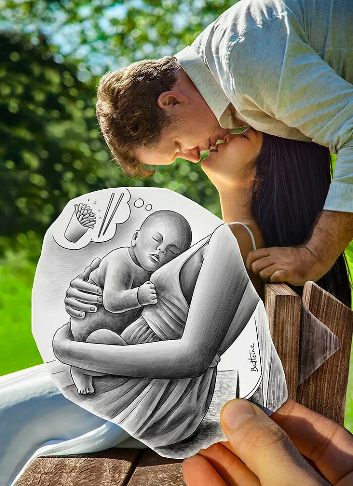 This Artist Merges His Pencil Illustrations With Photography, And The Effect Is Quite Unique (43 Pics)