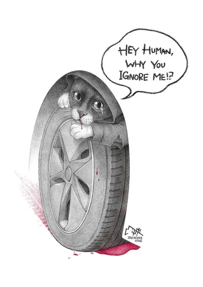 24 New Uncomfortable Illustrations This Artist Created About Animal Cruelty