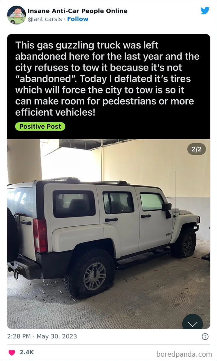 This Twitter Page Exists To Showcase The Wildest Examples Of Anti-Car People (30 Posts)