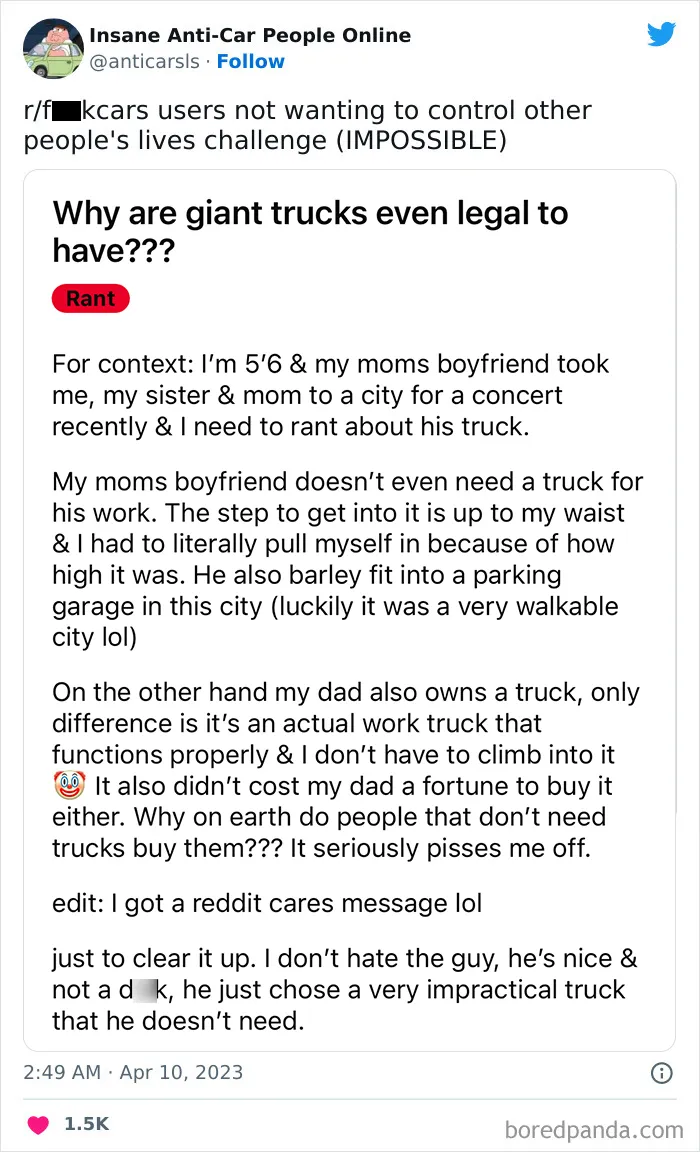 This Twitter Page Exists To Showcase The Wildest Examples Of Anti-Car People (30 Posts)