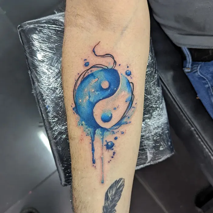 Watercolor Yin Yang Symbol Tattoo