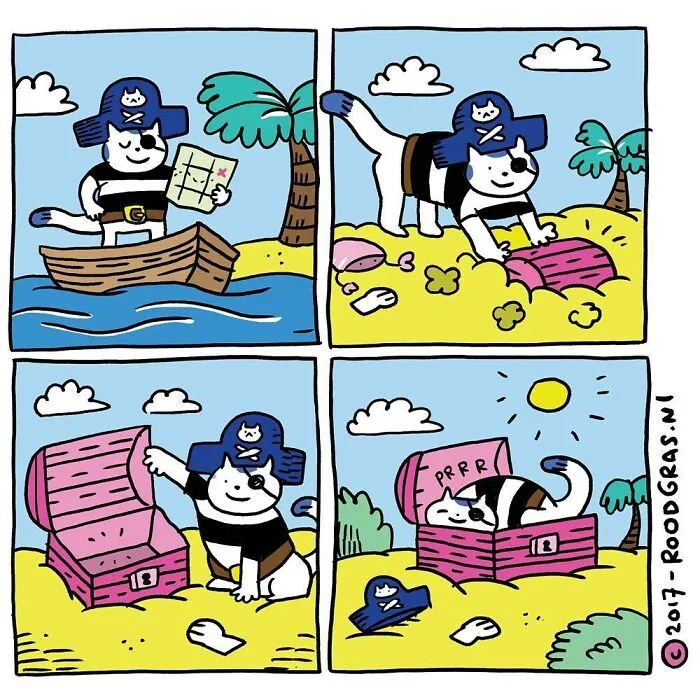 50 Feel-Good Wordless Cat Comics That Will Make Your Day By This Dutch Illustrator
