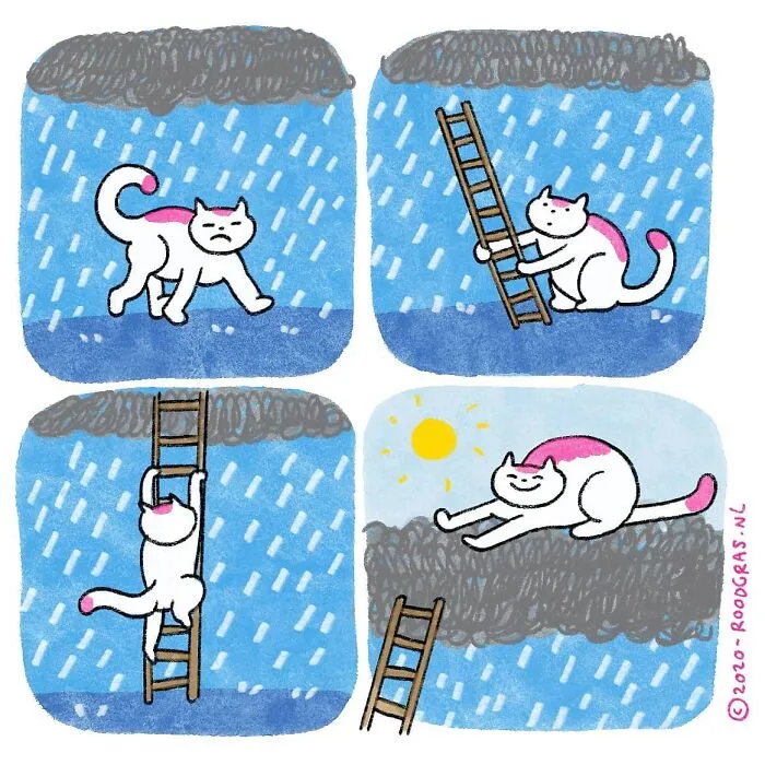 50 Feel-Good Wordless Cat Comics That Will Make Your Day By This Dutch Illustrator