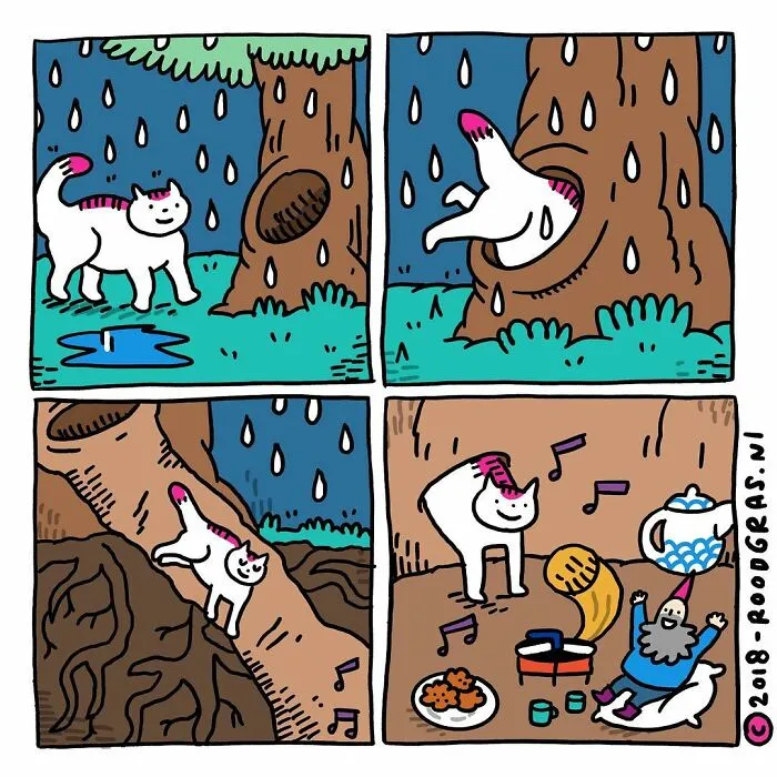 50 Feel-Good Wordless Cat Comics That Will Make Your Day By This Dutch Illustrator