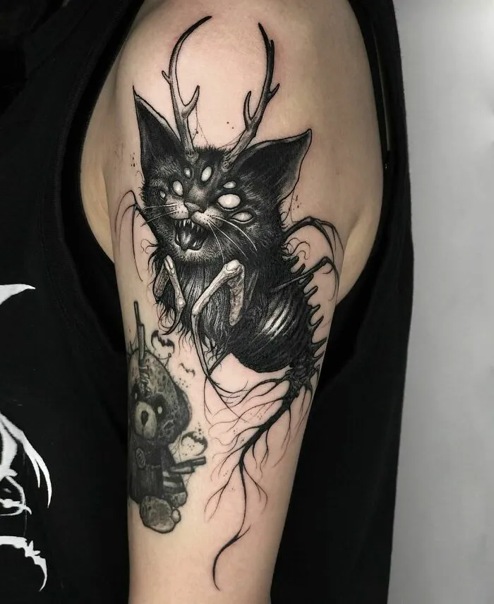 Spooky Cat Tattoo