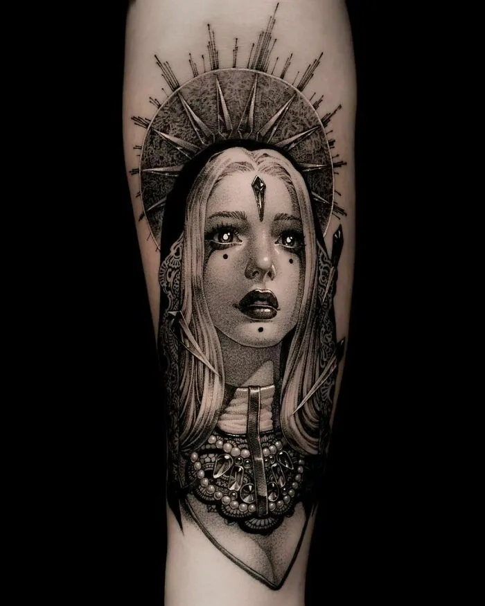 Contrasting Girl Tattoo