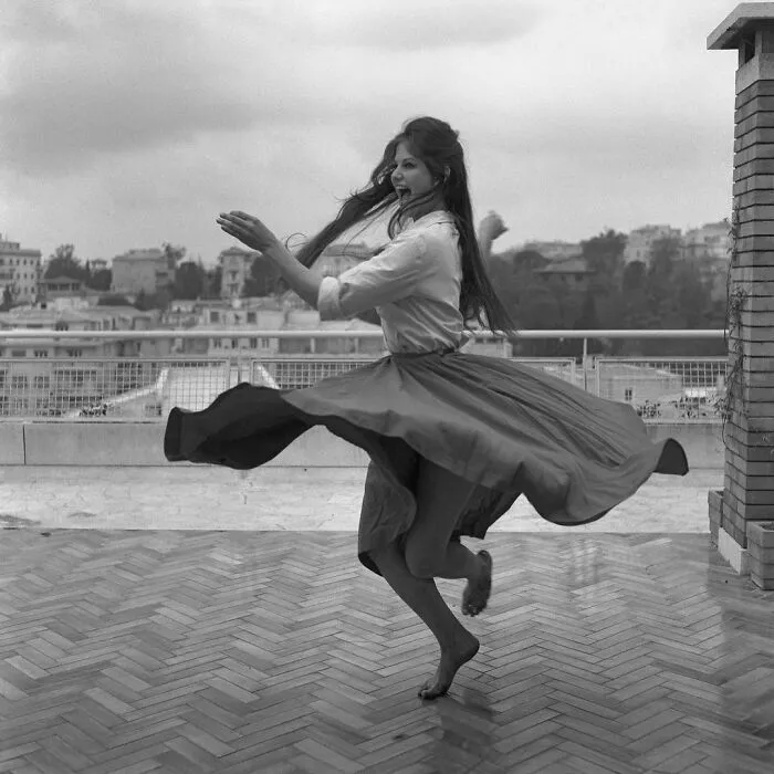 Claudia Cardinale Dancing Barefoot On A Roof Terrace In Rome, 1959