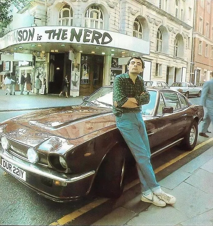 Rowan Atkinson With His 1981 Aston Martin Vantage