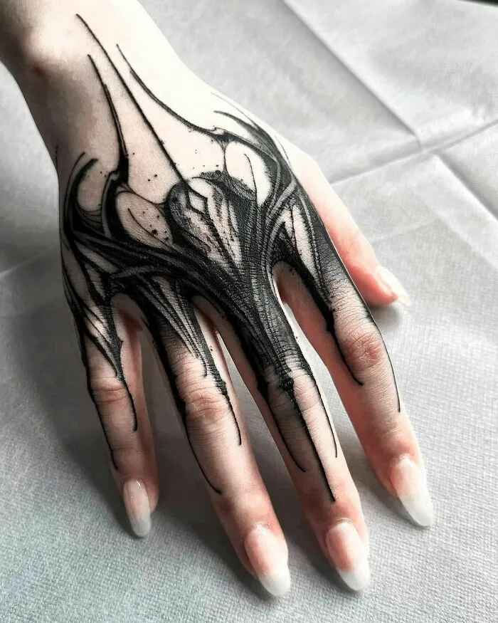 Dark Aries Hand Tattoo