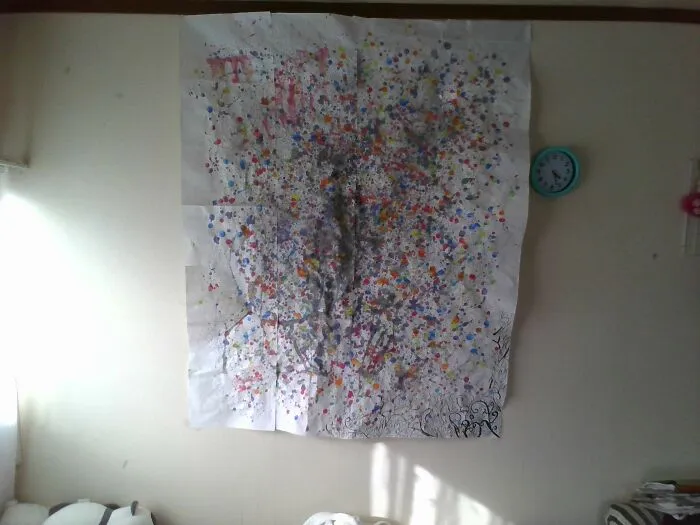 The School Gives Us To Much Paper, So I Glued Them Together ( This Represents My Recovery Of My Suicidal Thoughts,its The Black One Lol)