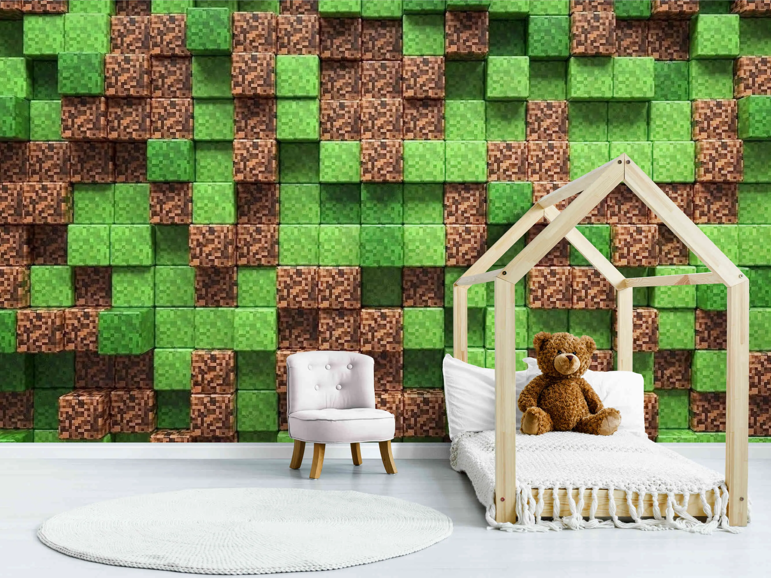 I Have Been Looking For The Most Suitable Wallpaper For The Game Room For A Long Time And Found - Minecraft Wall Murals!