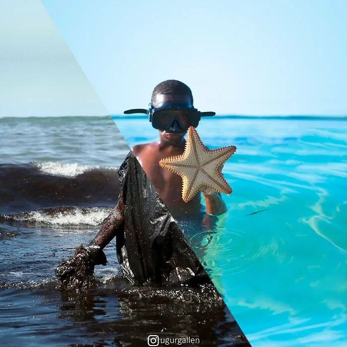 30 Combined Photos By This Digital Artist That Remind Us Of The Two Different Worlds That People Live In