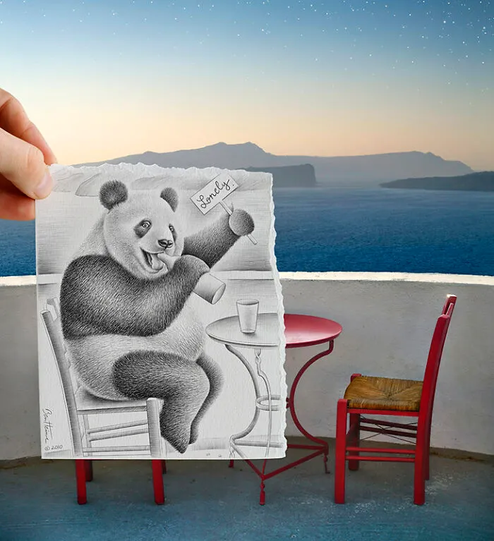 This Artist Merges His Pencil Illustrations With Photography, And The Effect Is Quite Unique (43 Pics)