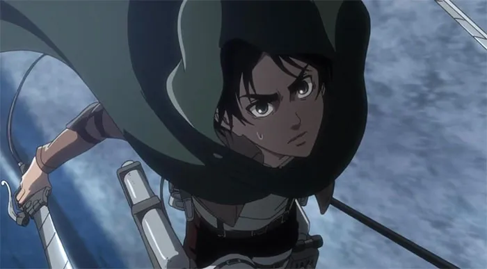 Eren Yaeger wearing green hoodie