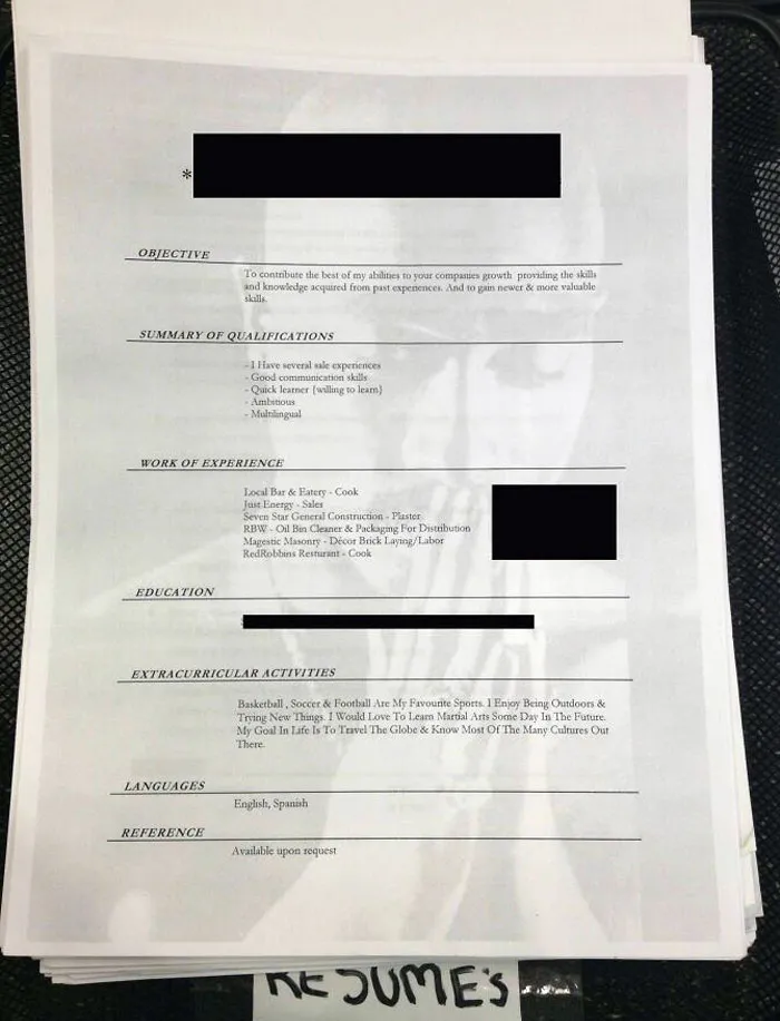 This Kid Tried Applying At My Store The Other Day. He Used Tupac As The Background Of His Resume