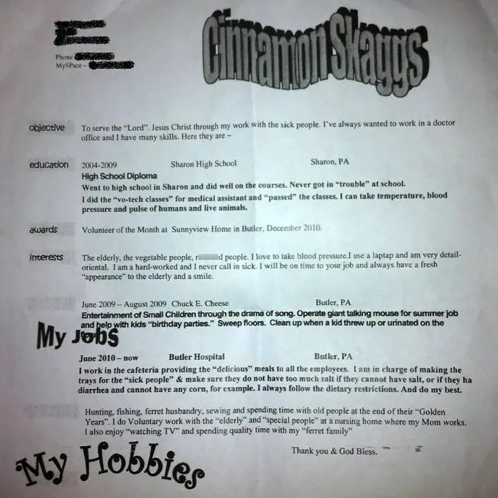 I Had A Question About Your Resume, Miss