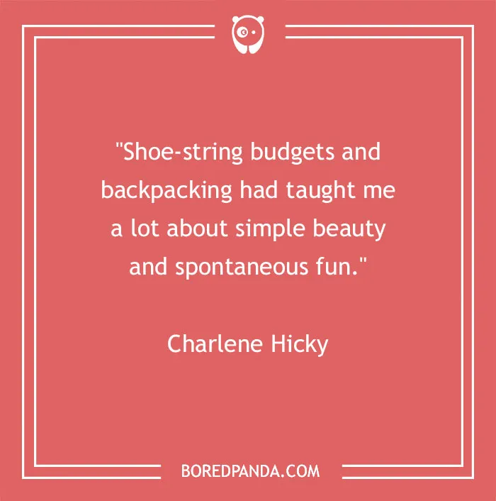 Quote by Charlene Hicky on a red background about beauty in simple moments, with Bored Panda logo.