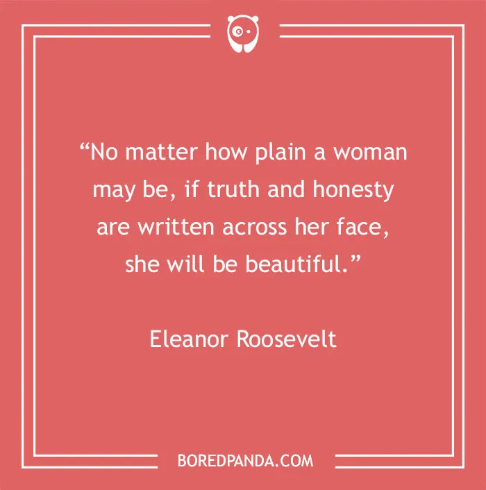 Inspirational beauty quote by Eleanor Roosevelt on a red background.