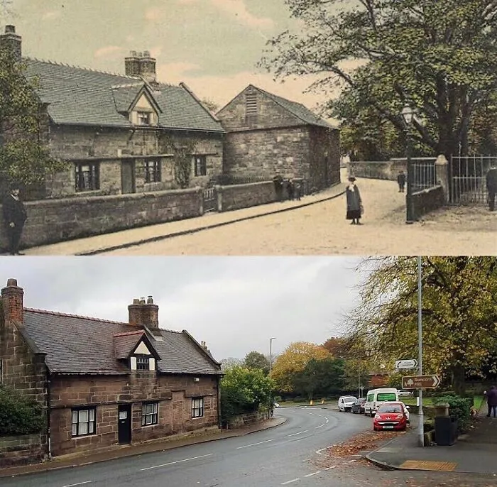 Brookfield Farmhouse , Weston Road , England . In 1900 And 2021