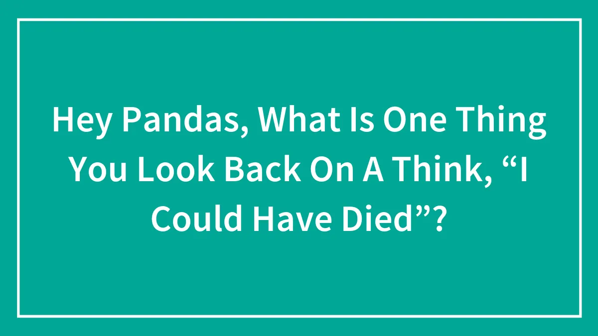 Hey Pandas, What Is One Thing You Look Back On A Think, “I Could Have Died”? (Closed)